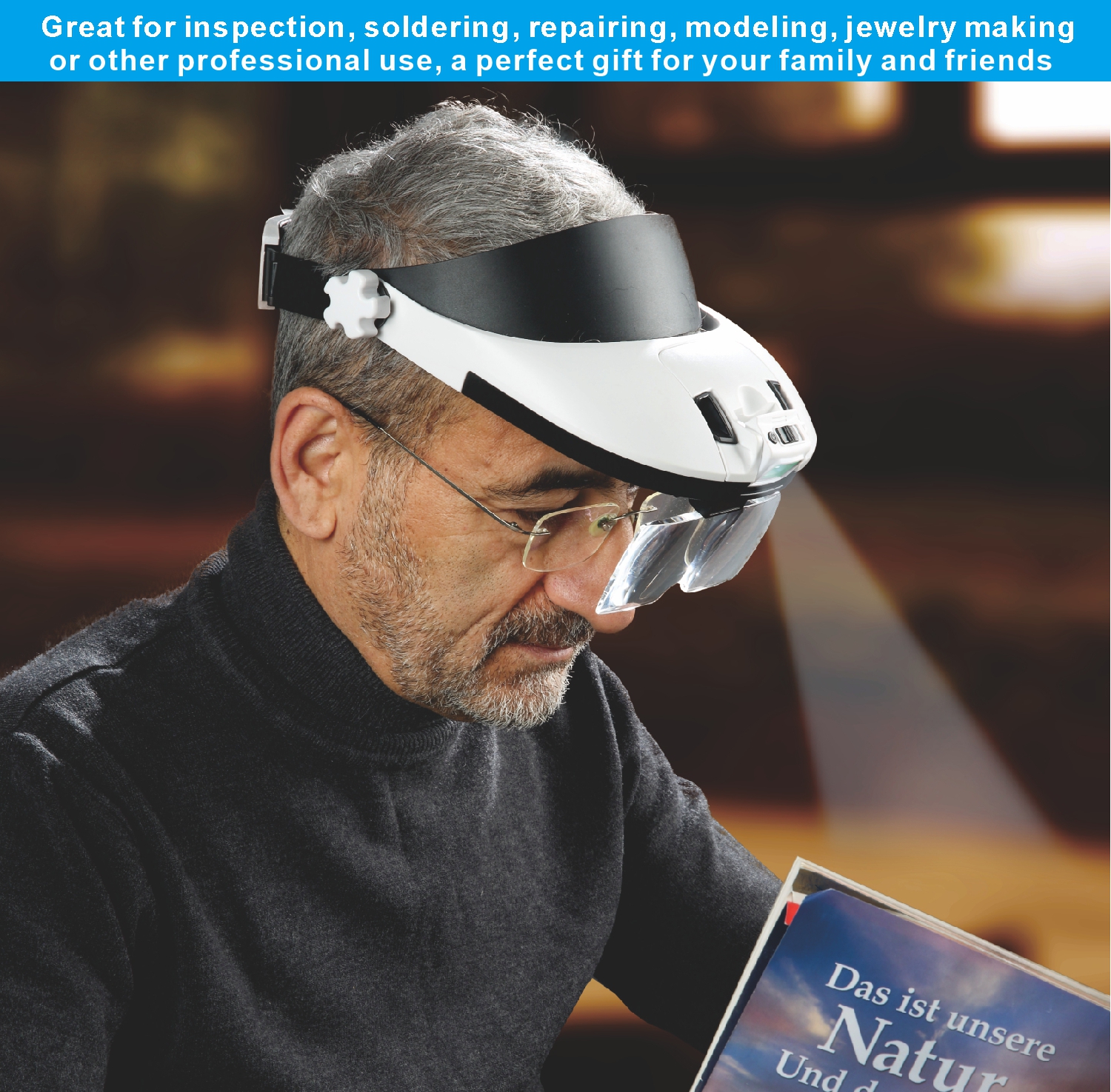 Big Lens Headband Magnifier with 8 LEDs MG81000N - 副本