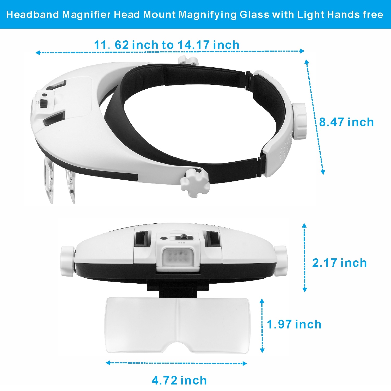 Big Lens Headband Magnifier with 8 LEDs MG81000N