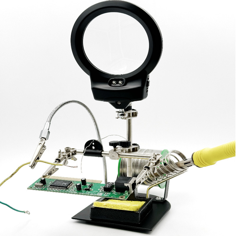 New Helping Hand Magnifying Glass with LED light Magnifier for Soldering DIY MG606