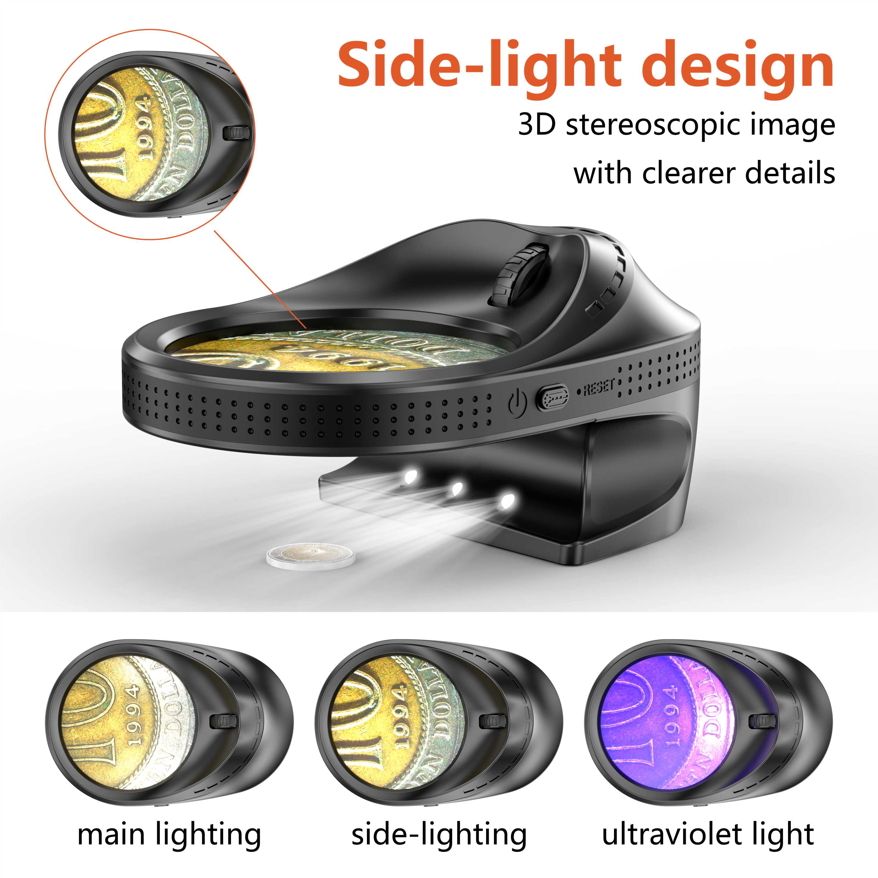 ​ ​Digital Round Screen Magnifier 8X, 12X, 15X, 20X LCD Microscope NO.9091LED - 副本
