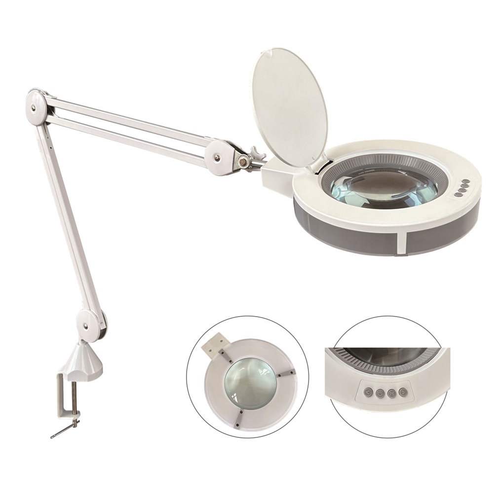 New 3 Light Modes LED Clamp Magnifying Lamp 9847