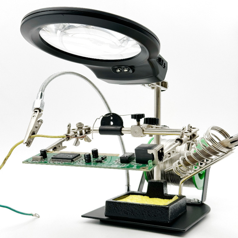 New Helping Hand Magnifying Glass with LED light Magnifier for Soldering DIY MG606